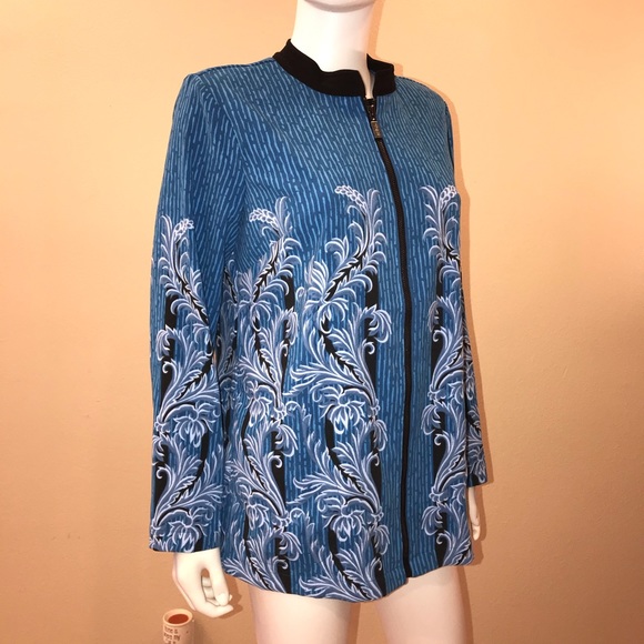 Bob Mackie Jackets & Blazers - Bob Mackie Wearable Art Jacket Blue Zipper Closure